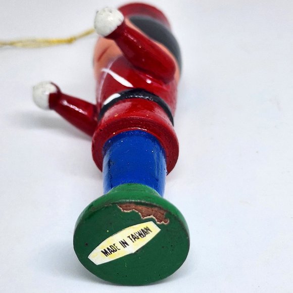 Vintage Christmas Standing Tin Soldier Hand Painted Wood Ornament - Picture 6 of 8